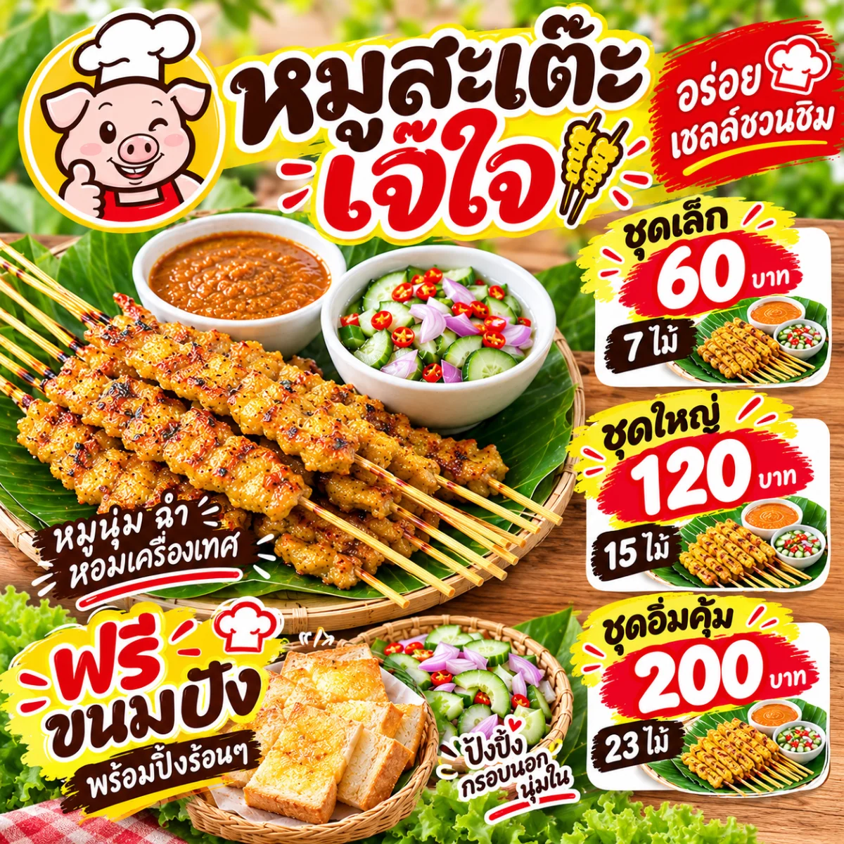 หมูสะเต๊ะเจ๊ใจ&เนื้อย่างโคขุน