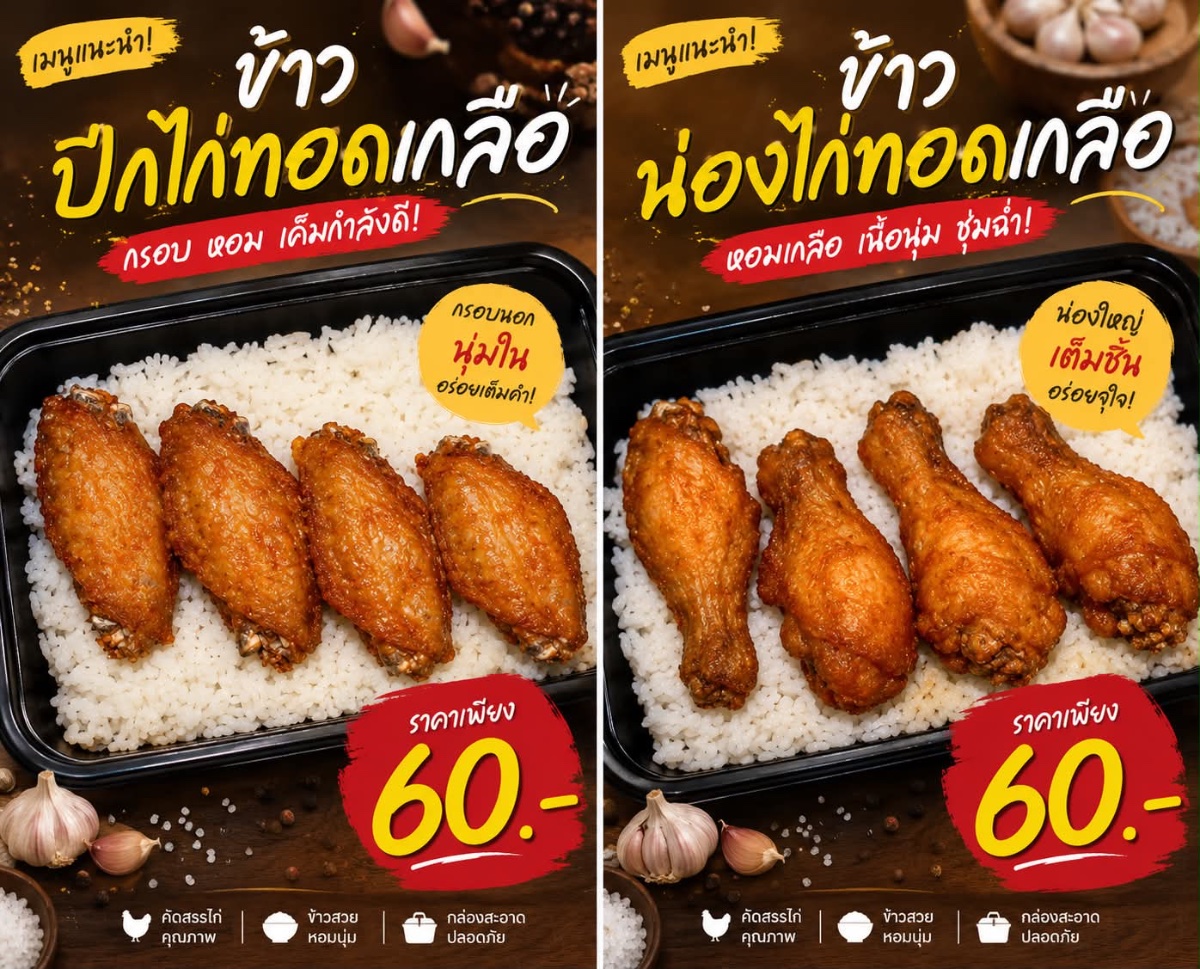 ข้าวปีกไก่ทอดเกลือ